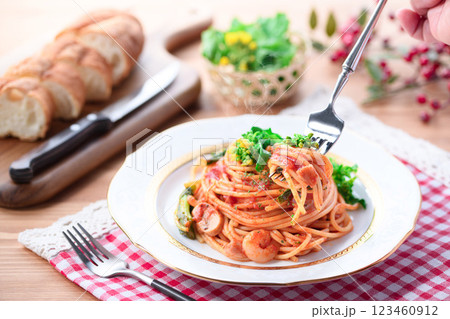 春の味覚 菜の花のイタリアンパスタ ( ナポリタン ) 春の味覚 菜の花のイタリアンパスタ ( ナポリタン ) 123460912