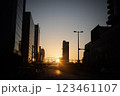 朝焼けの岐阜駅前 123461107