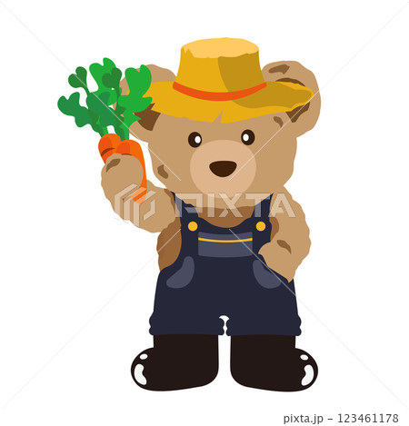 人参を手に持つクマのぬいぐるみのイラスト 123461178