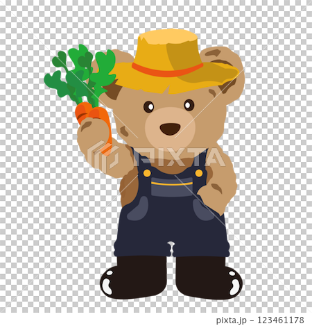 人参を手に持つクマのぬいぐるみのイラスト 123461178