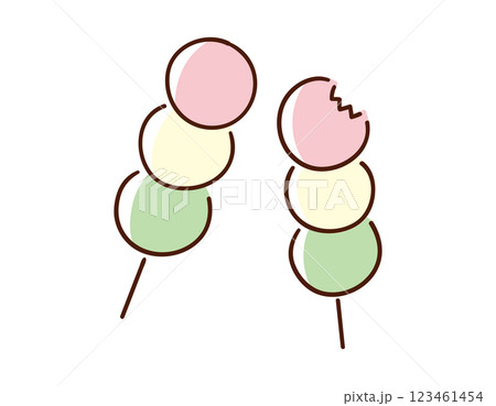 三色団子／和菓子・お花見／手書きのベクター線画イラスト 123461454