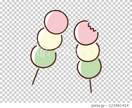 三色団子／和菓子・お花見／手書きのベクター線画イラスト 123461454