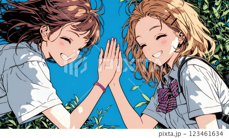 ハイタッチをしている仲の良い女友達たち