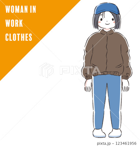 ジャンパーを着た女性のイラスト 123461956