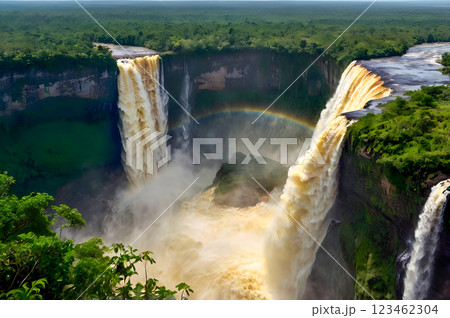 waterfall in the mountains 123462304