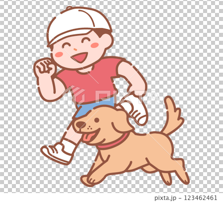 Running boy and dog Running boy and dog 123462461