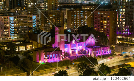 Feb 17 2025 Beautifully Illuminated Historic Brick Chapel Surrounded 123462664