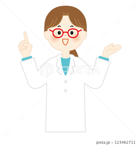 医療従事者　白衣の女性　上半身 123462711