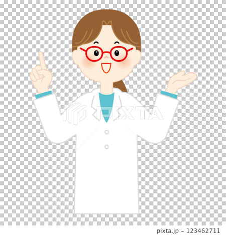 Medical worker, woman in white coat, upper body 123462711