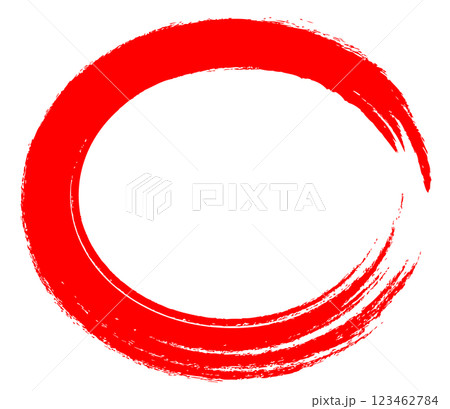 筆文字風 赤丸 筆文字風 赤丸 123462784