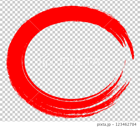 筆文字風 赤丸 筆文字風 赤丸 123462784