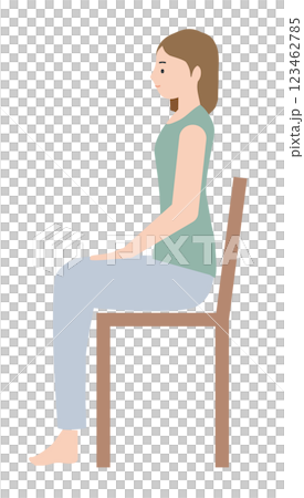Illustration of a woman sitting on a chair with ideal good posture 123462785