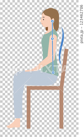 Illustration of a woman sitting on a chair with ideal good posture 123462786