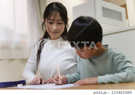 勉強する親子 123462989
