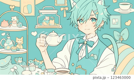 お茶を淹れるケモ耳の男の子 AIのイラスト素材 [123463000] - PIXTA