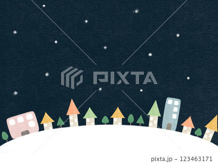 街並み　風景　背景　雪　イラスト 123463171