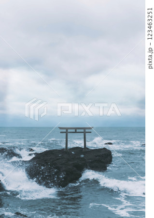 海に聳え立つ鳥居 123463251