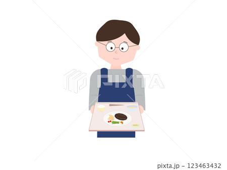 料理をする男性（運ぶ） 123463432