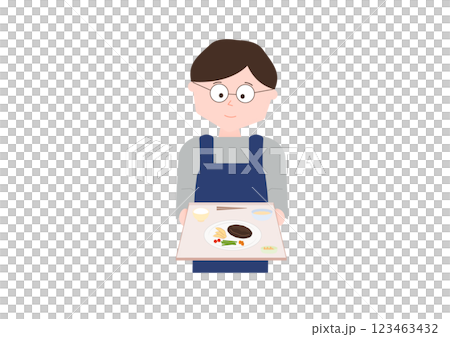 料理をする男性（運ぶ） 123463432