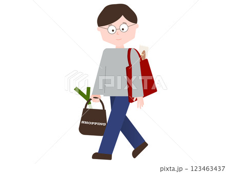 買い物袋を持った男性 買い物袋を持った男性 123463437