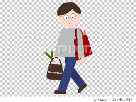 買い物袋を持った男性 買い物袋を持った男性 123463437