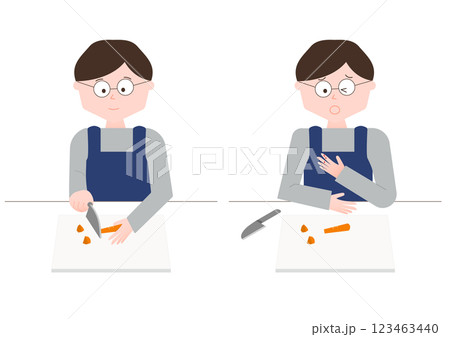 包丁で指を切った男性 123463440