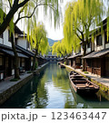 倉敷美観地区の川舟流し 123463447