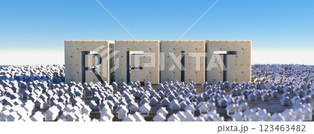 Concept image of Business Acronym REIT as Real Estate Investment Trust. 3d rendering 123463482