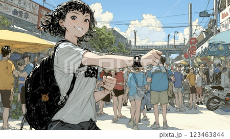 フィストバンプ（グータッチ）をしようとしている若い女性