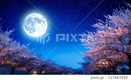 月夜が美しい夜桜01 123463936