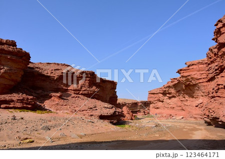 浸食と風食により形成された峡谷の風景 123464171