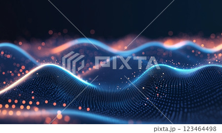 青の波、アブストラクト、ベクター、黒背景 青の波、アブストラクト、ベクター、黒背景 123464498