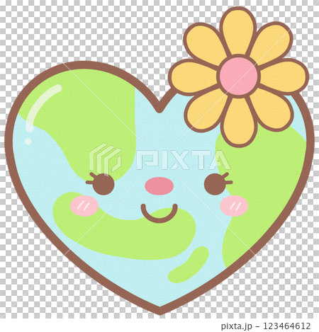 Cute Heart Shape Earth Day with Daisy Flower Cute Heart Shape Earth Day with Daisy Flower 123464612