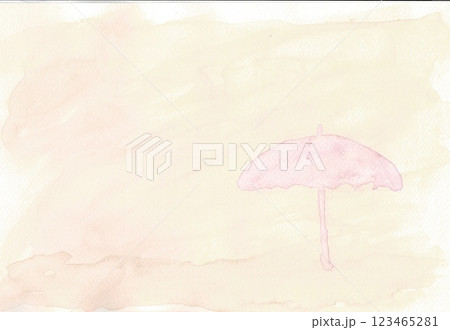 Watercolor painting of a purple umbrella on a light brown background. Watercolor painting of a purple umbrella on a light brown background. 123465281