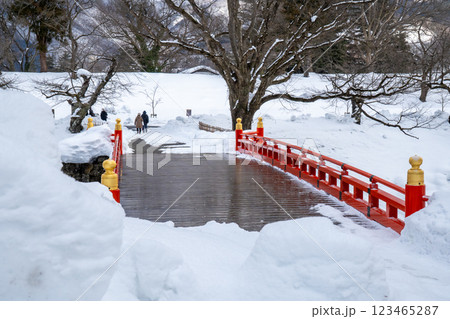 冬の会津若松城(鶴ヶ城)廊下橋からの雪景色④ 冬の会津若松城(鶴ヶ城)廊下橋からの雪景色④ 123465287