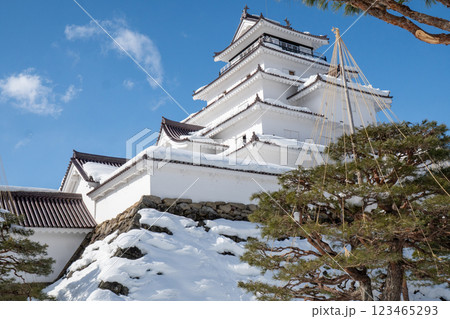 雪化粧した会津若松城（鶴ヶ城）② 123465293