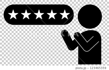 A pictogram of a person giving a positive five-star review A pictogram of a person giving a positive five-star review 123465359