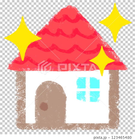 シンプルイラスト　クレヨンタッチ　新築のマイホーム 123465480