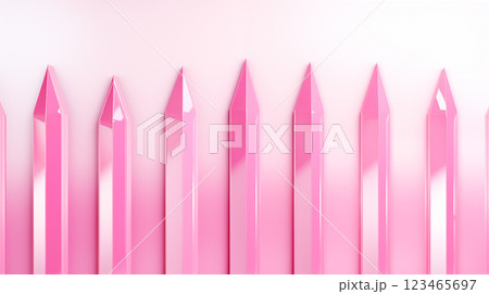 Abstract realistic background glossy pink trangeles and pyramid. Reflection, macro for template design objects. Closeup polyhedron minimalistic 123465697