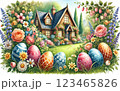 水彩で描いたイースターの風景 123465826