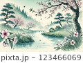 水彩で描いた日本の風景 123466069