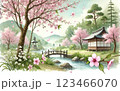 水彩で描いた日本の風景 123466070