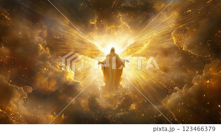 光に包まれる天界の神 123466379