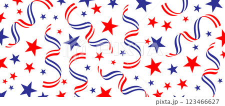 4th of July stardust scatter. American Independence Day stars background. Red blue stars confetti in USA flag colors for Independence Day. 123466627