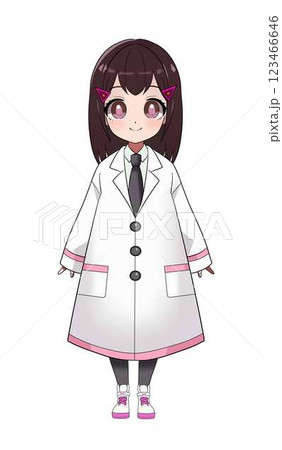 白衣を着たミニキャラの女の子 123466646
