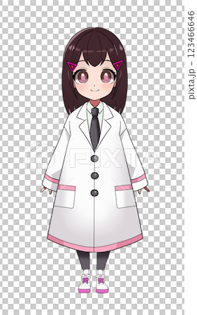 白衣を着たミニキャラの女の子 123466646