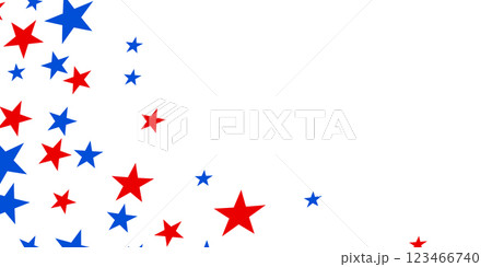 4th of July stardust scatter. American Independence Day stars background. Red blue stars confetti in USA flag colors for Independence Day. 123466740