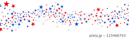 4th of July stardust scatter. American Independence Day stars background. Red blue stars confetti in USA flag colors for Independence Day. 4th of July stardust scatter. American Independence Day stars background. Red blue stars confetti in USA flag colors for Independence Day. 123466743