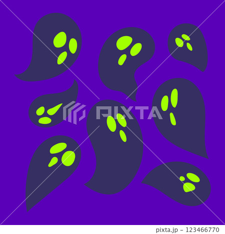 Cartoon ghost icons set for Halloween celebration. Flying ghost silhouette hand drawn illustrations. Cartoon ghost icons set for Halloween celebration. Flying ghost silhouette hand drawn illustrations. 123466770