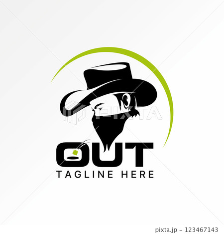 Logo design graphic concept creative premium vector stock image top sell man in cowboy hat cloth mask side head sheriff fashion style gun crime macho 123467143